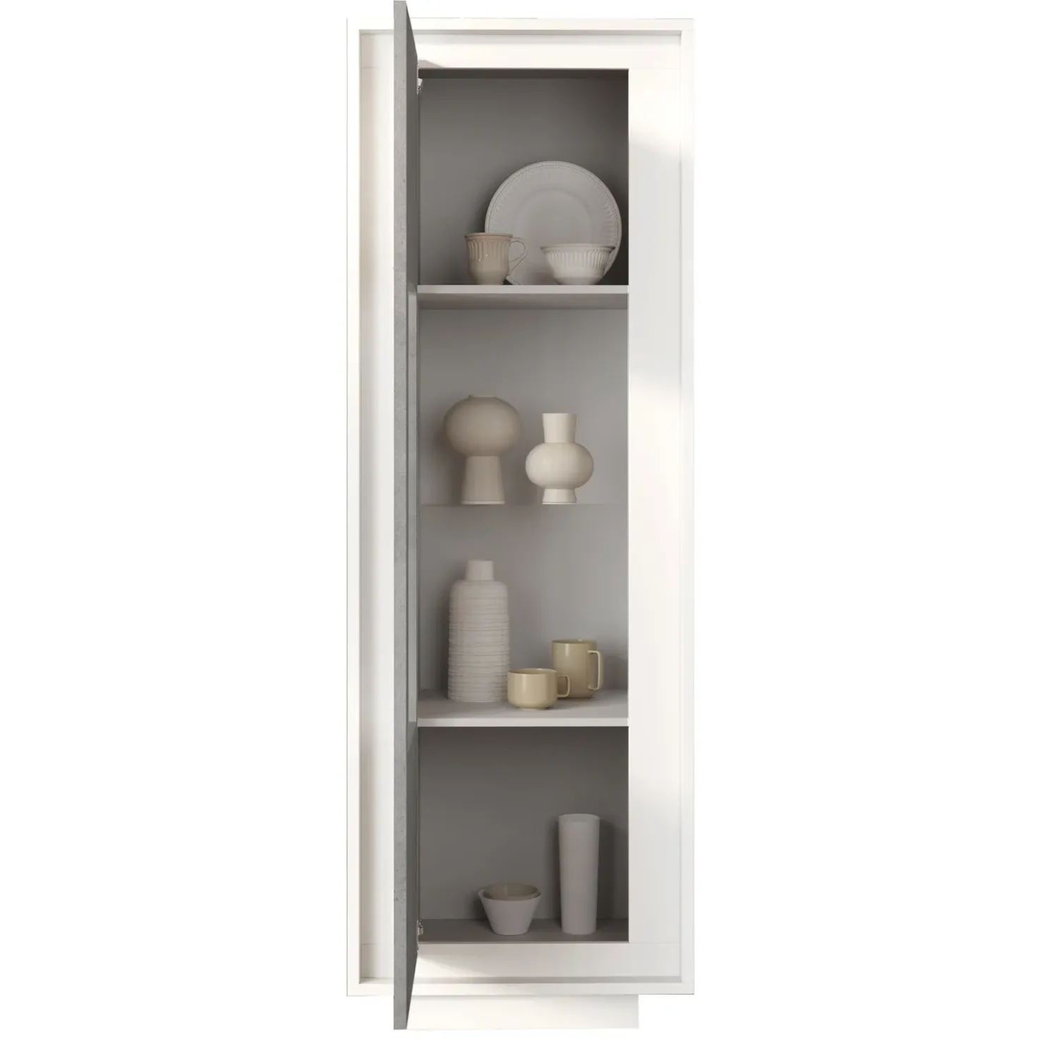 Garnero Arredamenti Vetrinetta 67x197cm 1 anta moderna bianco opaco grigio cemento Deluxe Cemento - Bianco opaco Online