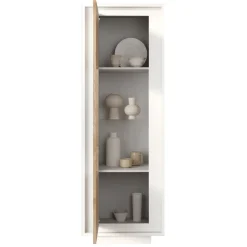 Garnero Arredamenti Vetrinetta 67x197cm 1 anta moderna bianco opaco rovere chiaro Deluxe Bianco Opaco - Rovere Discount