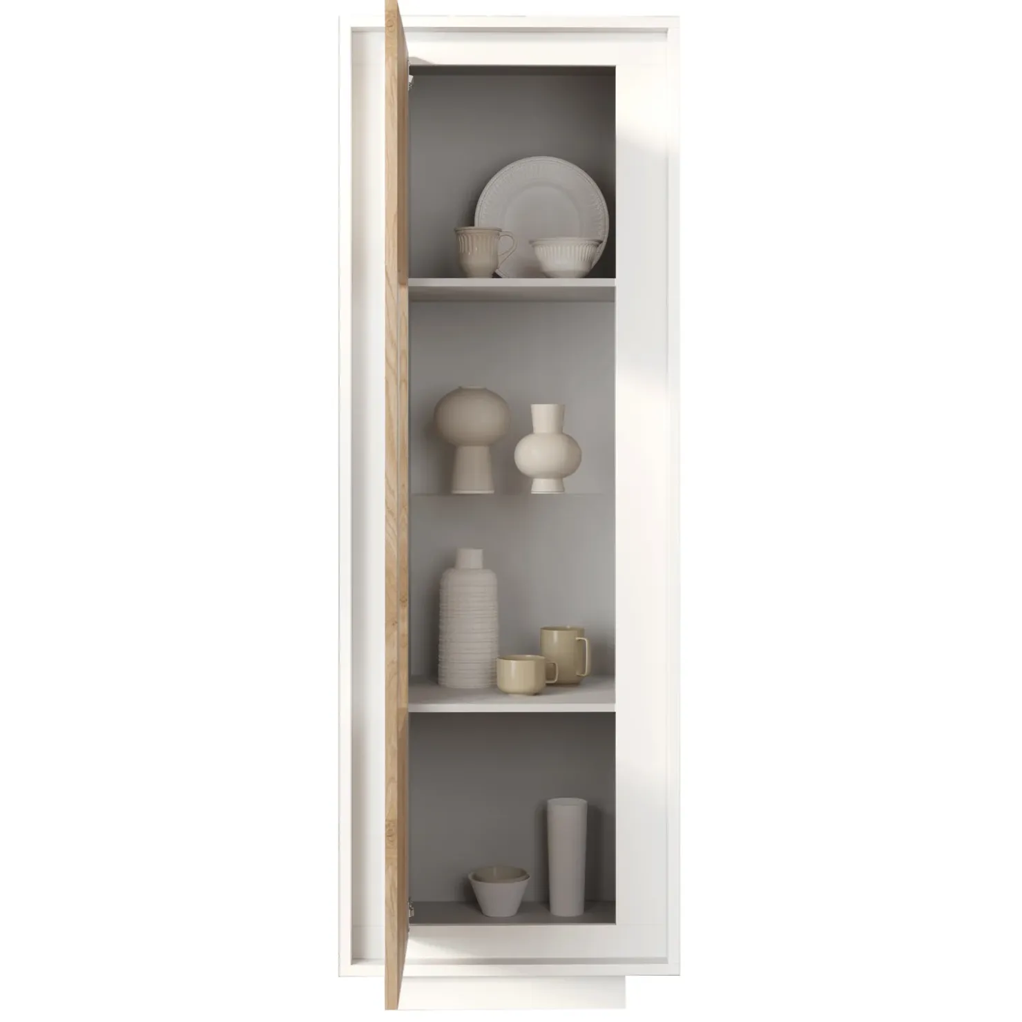 Garnero Arredamenti Vetrinetta 67x197cm 1 anta moderna bianco opaco rovere chiaro Deluxe Bianco Opaco - Rovere Discount