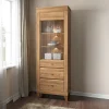 Garnero Arredamenti Vetrinetta 72x202h cm 1 anta 3 cassetti rovere scuro Lucca New