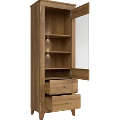 Garnero Arredamenti Vetrinetta 72x202h cm 1 anta 3 cassetti rovere scuro Lucca New