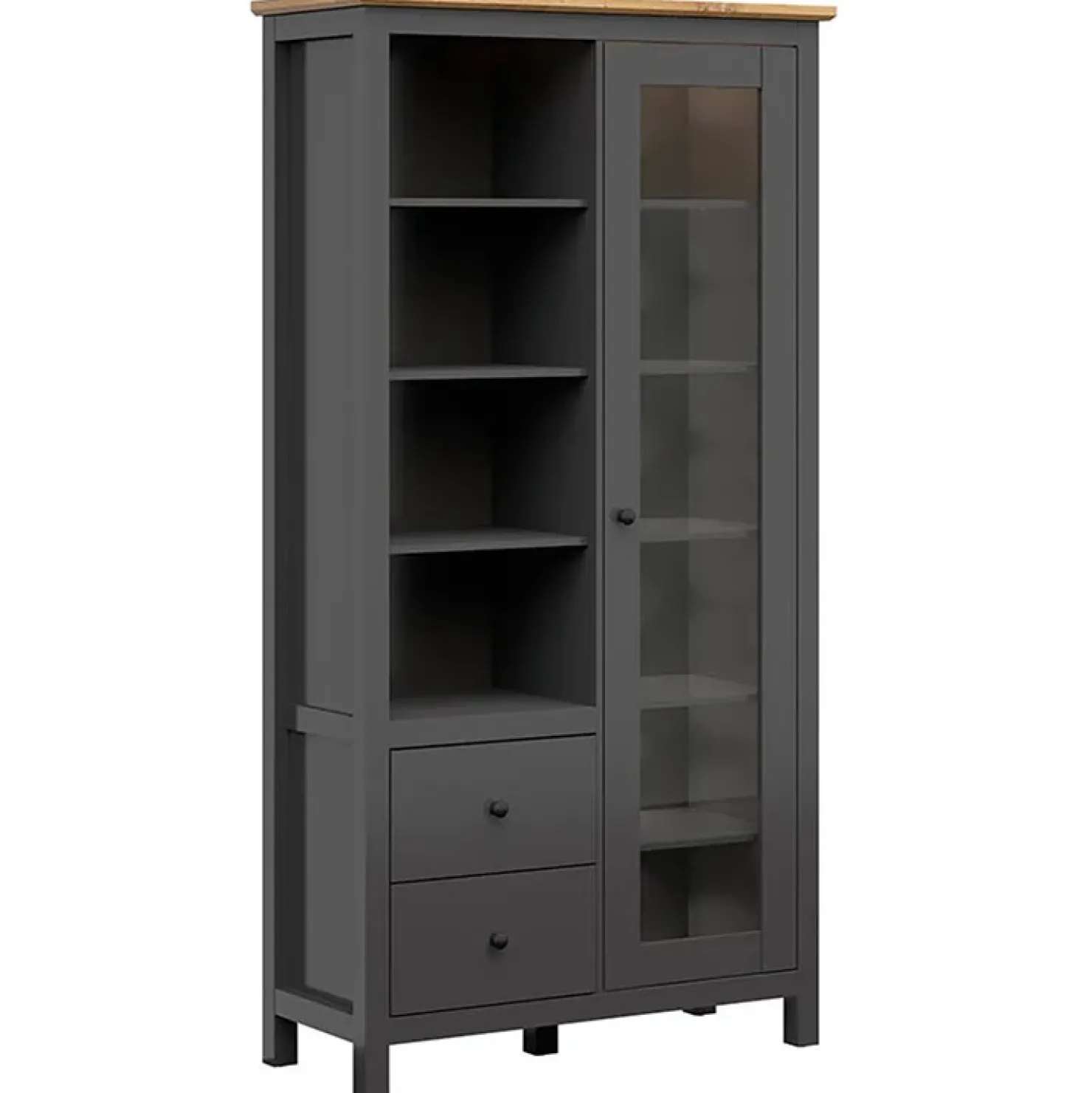 Garnero Arredamenti Vetrinetta 104x203h cm 1 anta 2 cassetti nero grafite rovere chiaro Holga Grafite - Rovere Best