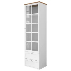 Garnero Arredamenti Vetrinetta 62x201h cm 1 anta 2 cassetti bianco rovere Relaxio Discount