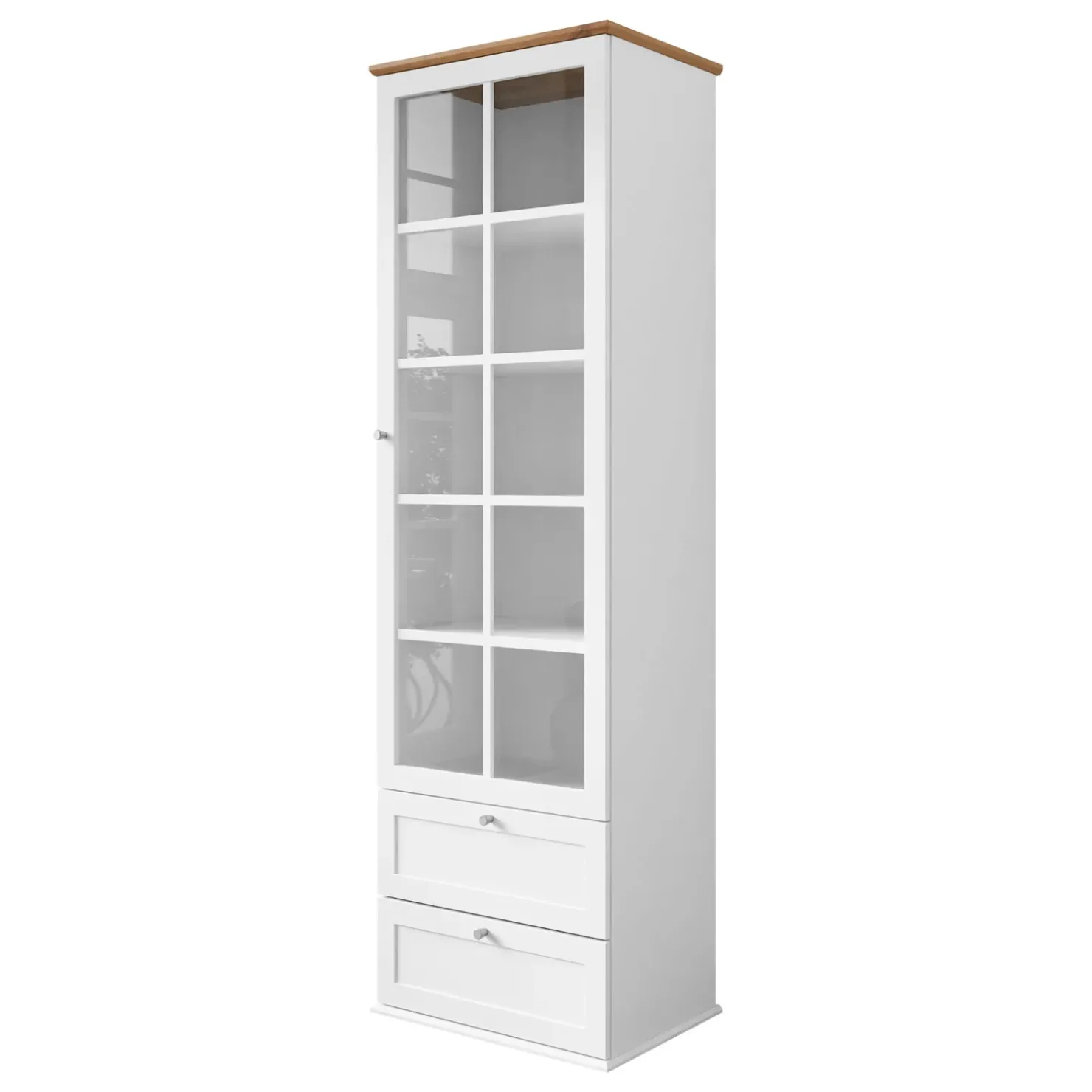 Garnero Arredamenti Vetrinetta 62x201h cm 1 anta 2 cassetti bianco rovere Relaxio Discount