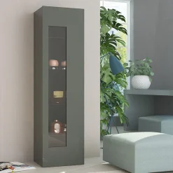 Garnero Arredamenti Vetrinetta 45x162h cm 1 anta lucido Light Small Gihome® Antracite