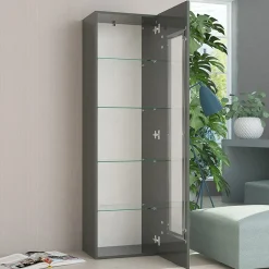 Garnero Arredamenti Vetrinetta 45x162h cm 1 anta lucido Light Small Gihome® Antracite