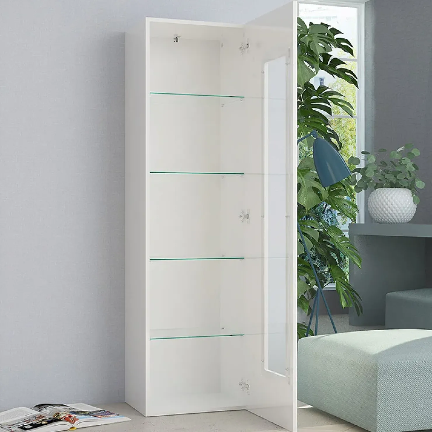 Garnero Arredamenti Vetrinetta 45x162h cm 1 anta Light Small Gihome® Bianco Lucido Online