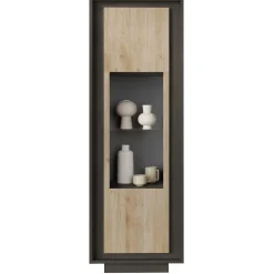 Garnero Arredamenti Vetrinetta 67x197h cm 1 anta moderna antracite rovere chiaro Deluxe Antracite - Rovere Online