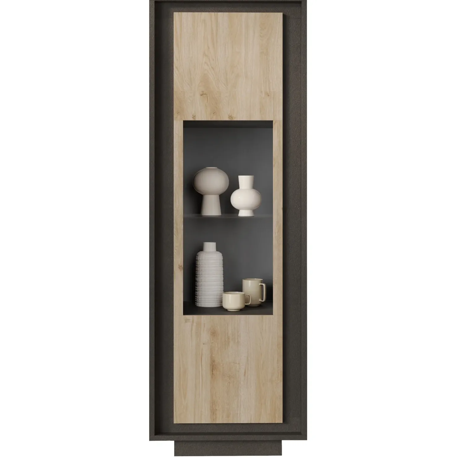 Garnero Arredamenti Vetrinetta 67x197h cm 1 anta moderna antracite rovere chiaro Deluxe Antracite - Rovere Online
