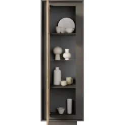 Garnero Arredamenti Vetrinetta 67x197h cm 1 anta moderna antracite rovere chiaro Deluxe Antracite - Rovere Online