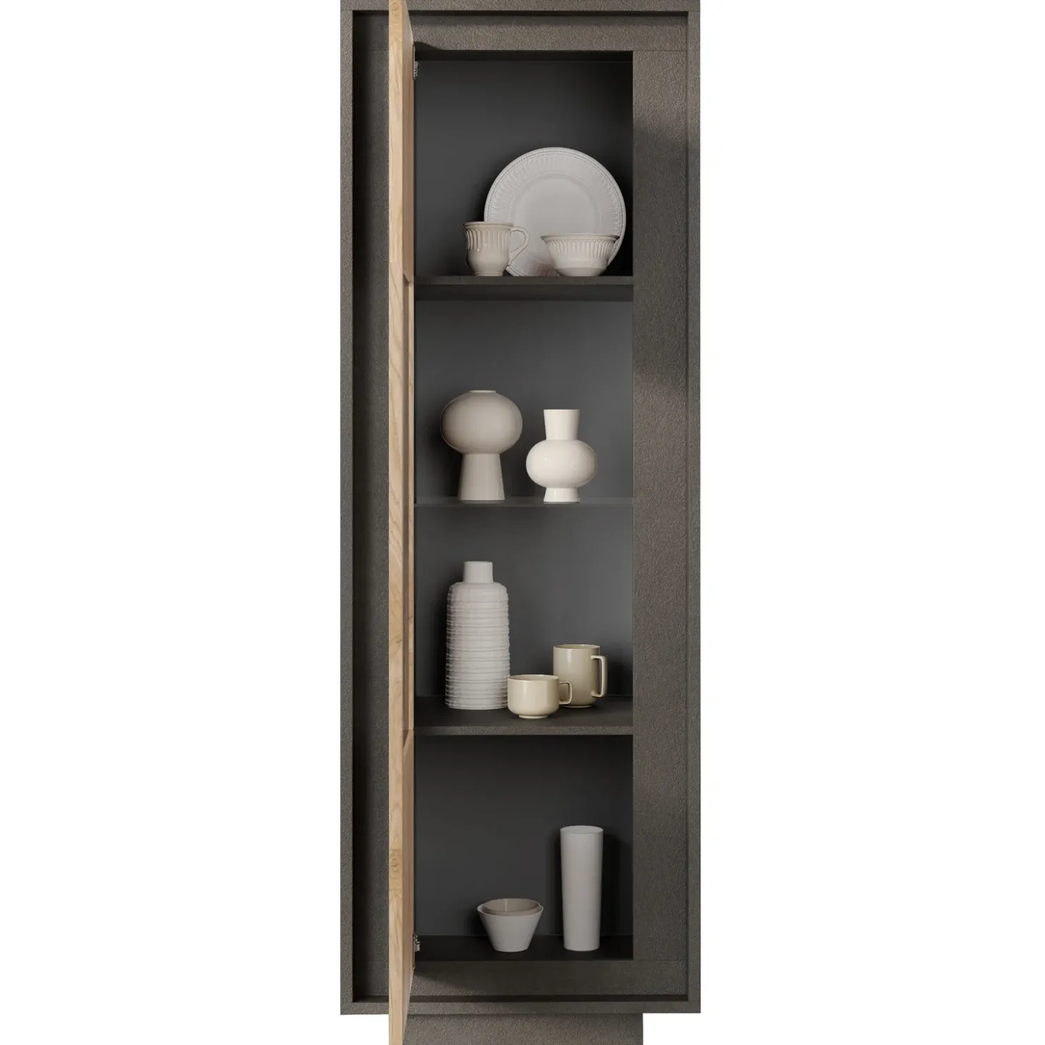 Garnero Arredamenti Vetrinetta 67x197h cm 1 anta moderna antracite rovere chiaro Deluxe Antracite - Rovere Online