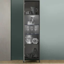 Garnero Arredamenti Vetrinetta 55x203h cm 1 anta moderna nero frassinato Absolut