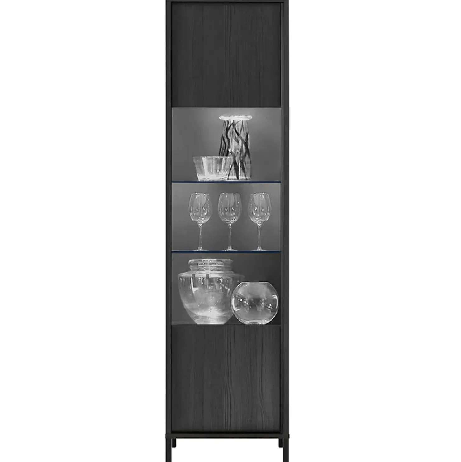 Garnero Arredamenti Vetrinetta 55x203h cm 1 anta moderna nero frassinato Absolut