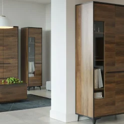 Garnero Arredamenti Vetrinetta 48x185h cm 1 anta moderna noce Line Hot