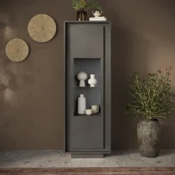 Garnero Arredamenti Vetrinetta 67x197h cm 1 anta moderna Deluxe Antracite Discount