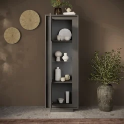 Garnero Arredamenti Vetrinetta 67x197h cm 1 anta moderna Deluxe Antracite Discount