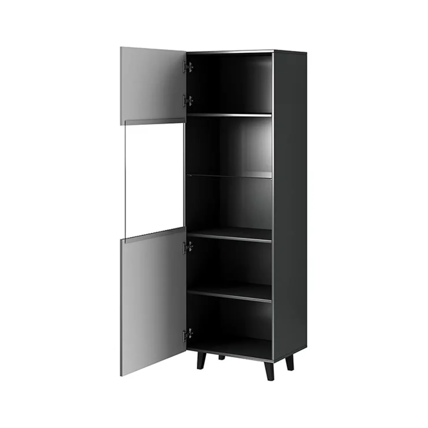 Garnero Arredamenti Vetrinetta 60x183h cm 1 anta moderna cannettato Essence Antracite Online