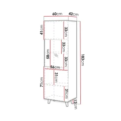 Garnero Arredamenti Vetrinetta 60x183h cm 1 anta moderna cannettato Essence Antracite Online