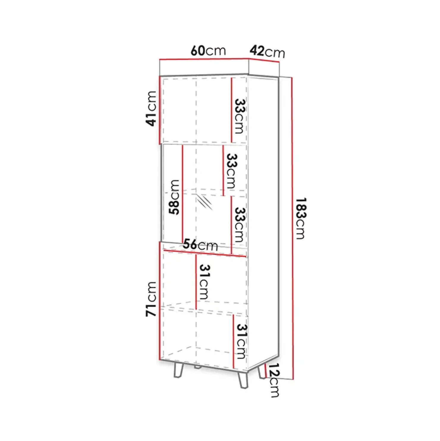 Garnero Arredamenti Vetrinetta 60x183h cm 1 anta moderna cannettato Essence Antracite Online