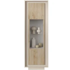 Garnero Arredamenti Vetrinetta 67x197h cm 1 anta moderna beige rovere chiaro Deluxe Rovere - Beige Hot