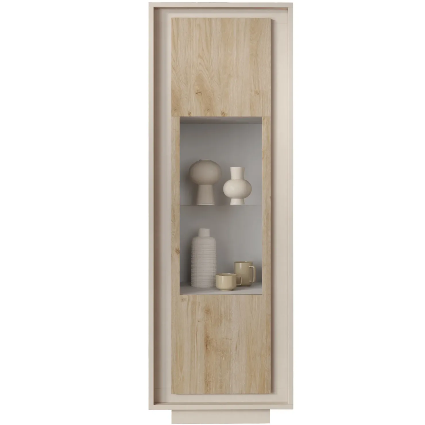 Garnero Arredamenti Vetrinetta 67x197h cm 1 anta moderna beige rovere chiaro Deluxe Rovere - Beige Hot