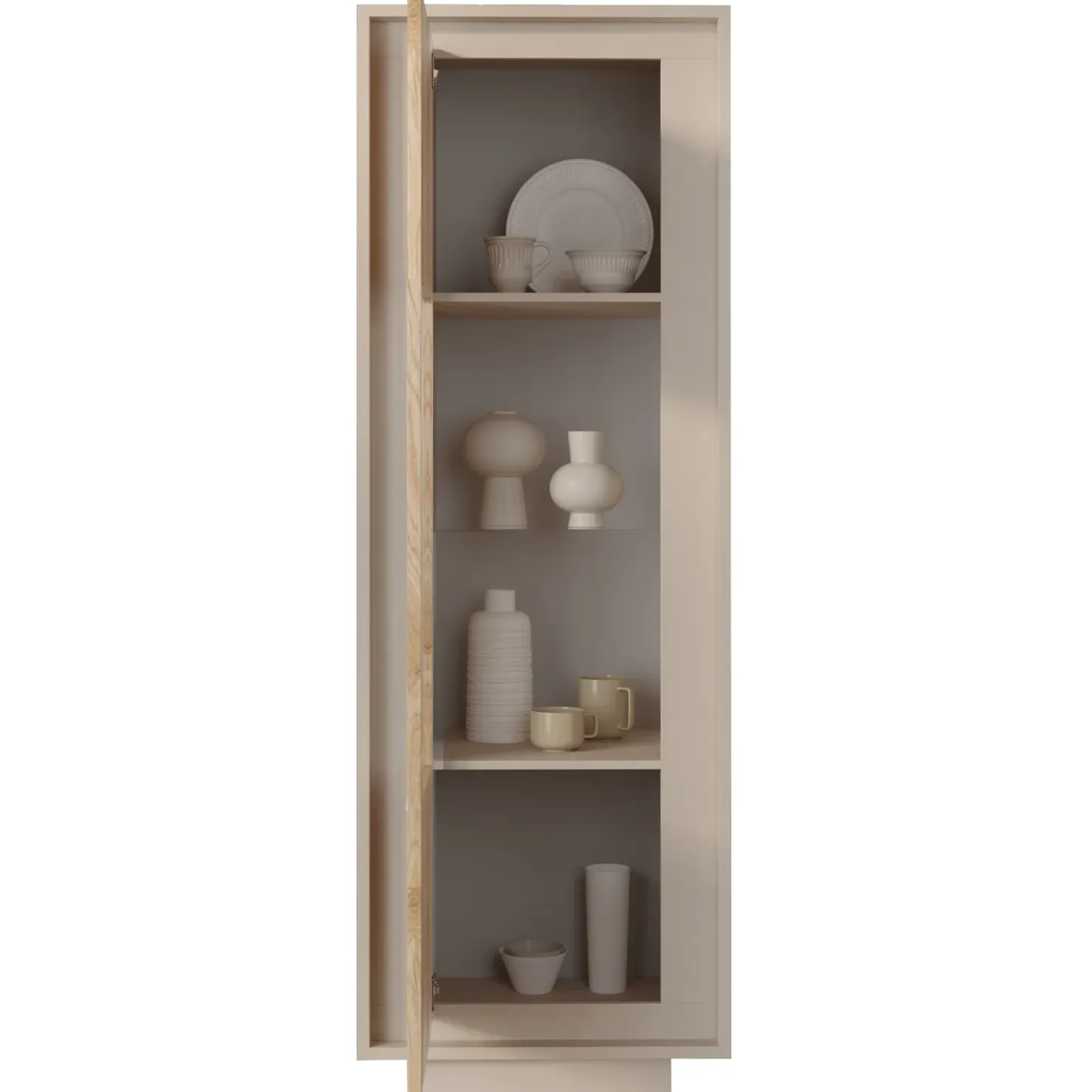 Garnero Arredamenti Vetrinetta 67x197h cm 1 anta moderna beige rovere chiaro Deluxe Rovere - Beige Hot