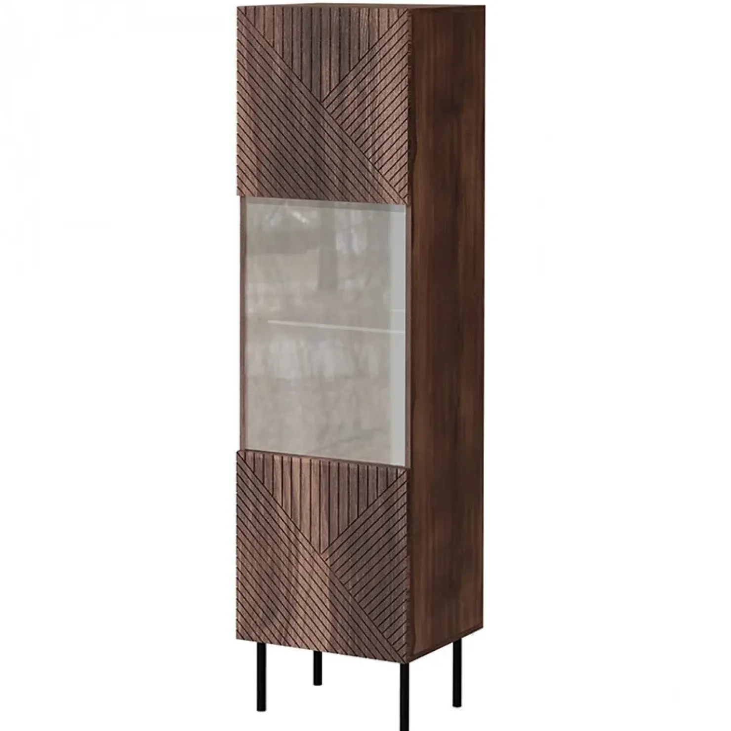 Garnero Arredamenti Vetrinetta 51x187h cm 1 anta noce scuro con frontali serigrafati Savanna Sale