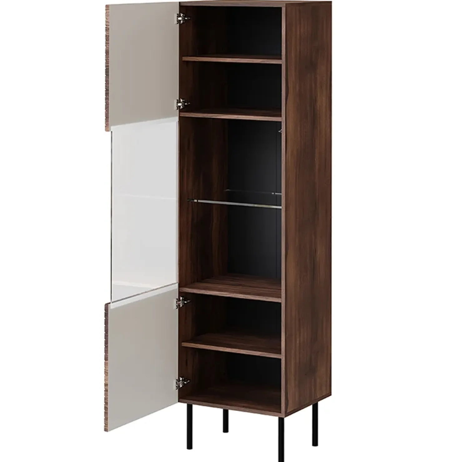 Garnero Arredamenti Vetrinetta 51x187h cm 1 anta noce scuro con frontali serigrafati Savanna Sale