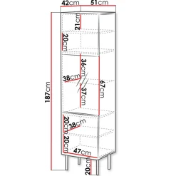 Garnero Arredamenti Vetrinetta 51x187h cm 1 anta noce scuro con frontali serigrafati Savanna Sale