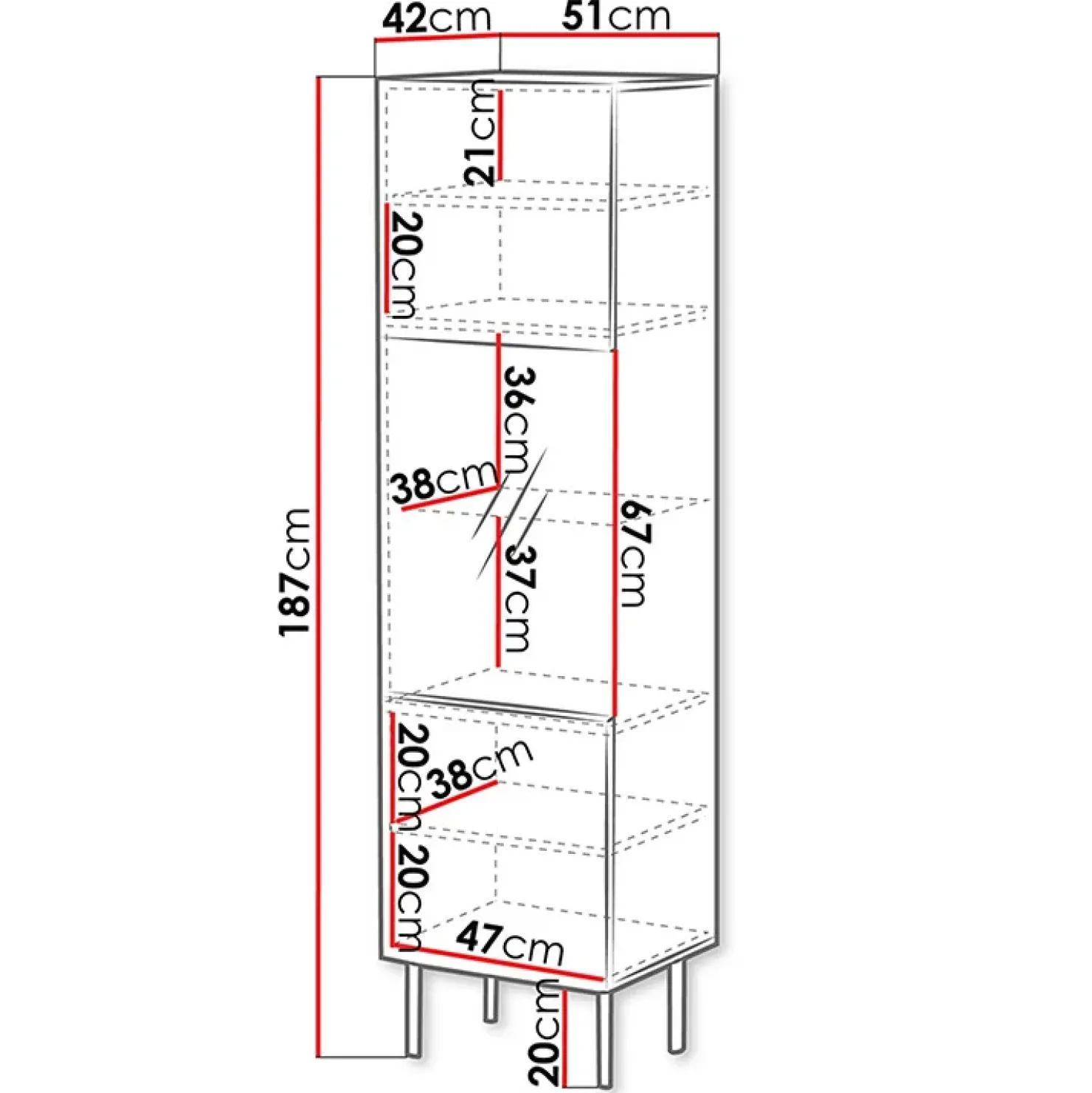 Garnero Arredamenti Vetrinetta 51x187h cm 1 anta noce scuro con frontali serigrafati Savanna Sale