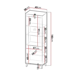 Garnero Arredamenti Vetrinetta 60x183h cm 1 anta rovere antracite Salisburgo Outlet