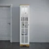 Garnero Arredamenti Vetrinetta 48x199h cm 1 anta shabby bianco lucido rovere Loira Discount