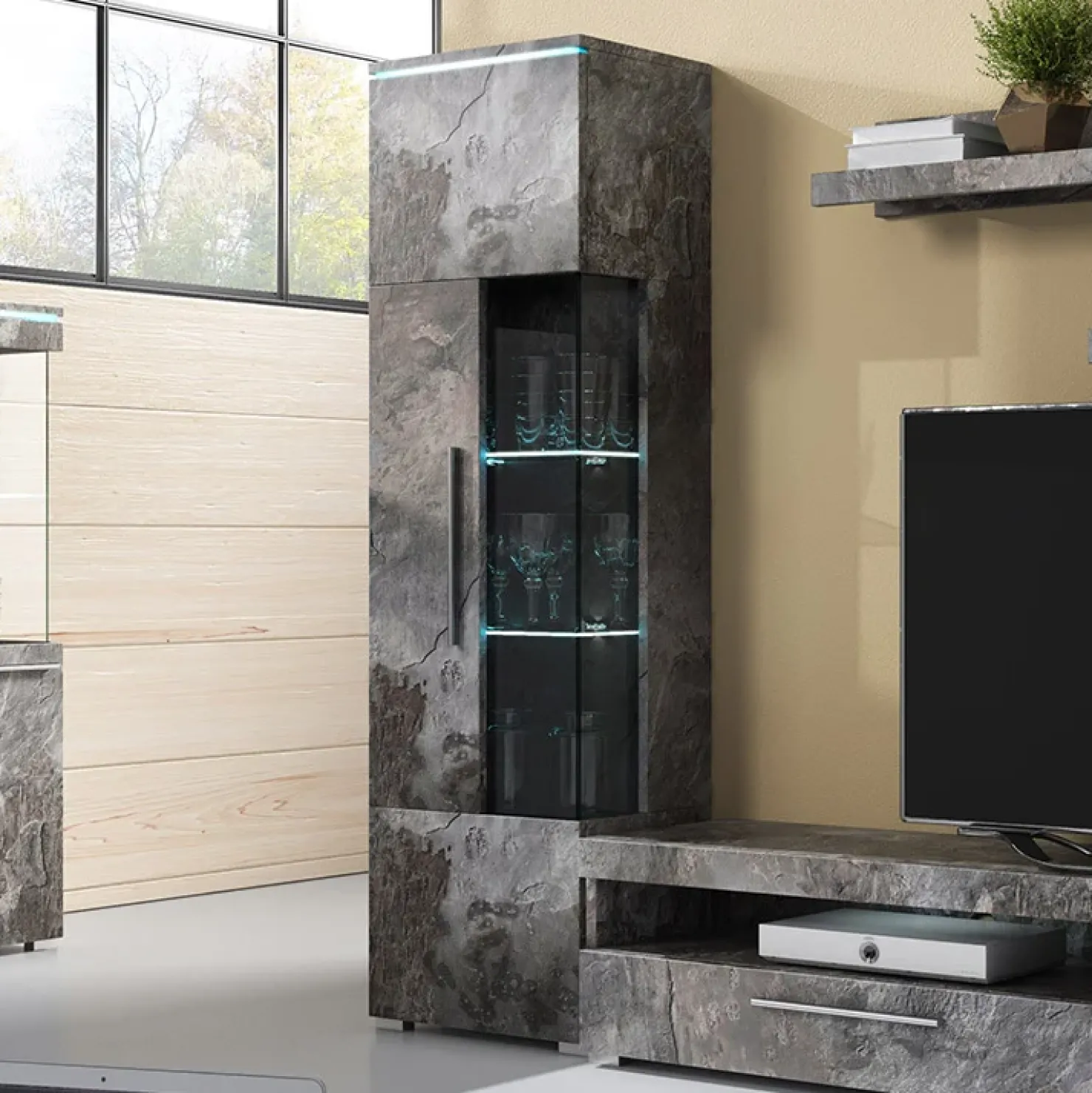 Garnero Arredamenti Vetrinetta 45x160h cm 1 anta sinistra moderna Frisk Ossido Best