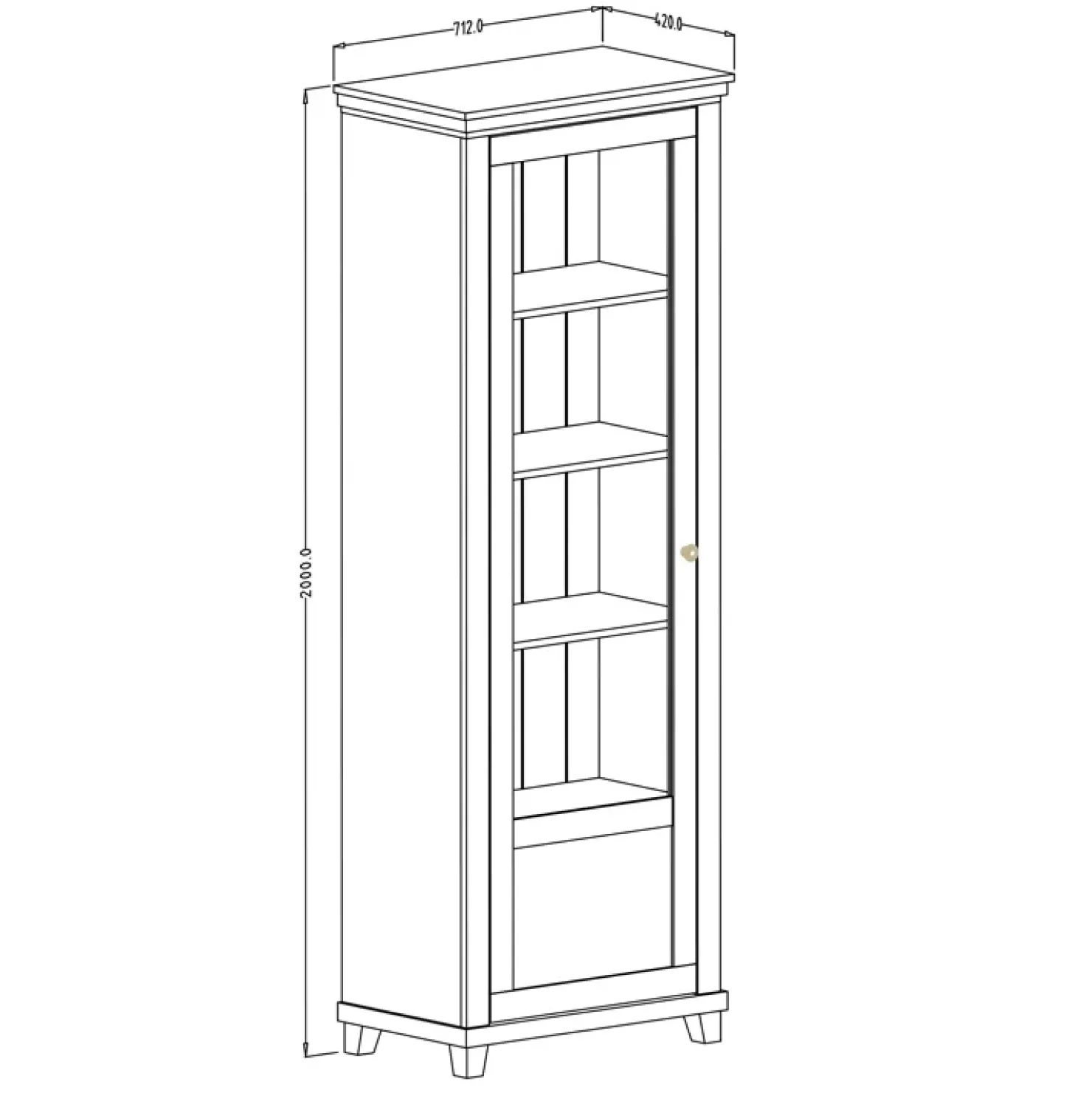 Garnero Arredamenti Vetrinetta 71x200h cm 1 anta sinistra soggiorno quercia Texel Verde New