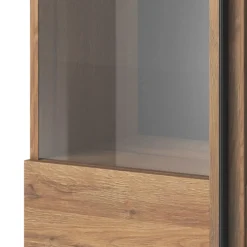 Garnero Arredamenti Vetrinetta 60x204h cm 1 anta soggiorno moderna rovere nero Maiorca Best