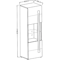 Garnero Arredamenti Vetrinetta 60x204h cm 1 anta soggiorno moderna rovere nero Maiorca Best