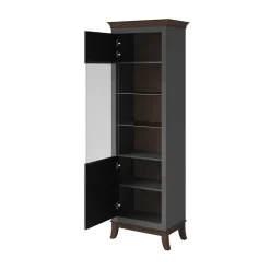 Garnero Arredamenti Vetrinetta 66x207h cm 1 anta soggiorno antracite lucido rovere scuro Umag Antracite - Wengè Online