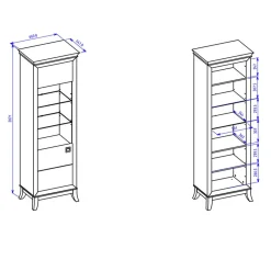 Garnero Arredamenti Vetrinetta 66x207h cm 1 anta soggiorno antracite lucido rovere scuro Umag Antracite - Wengè Online