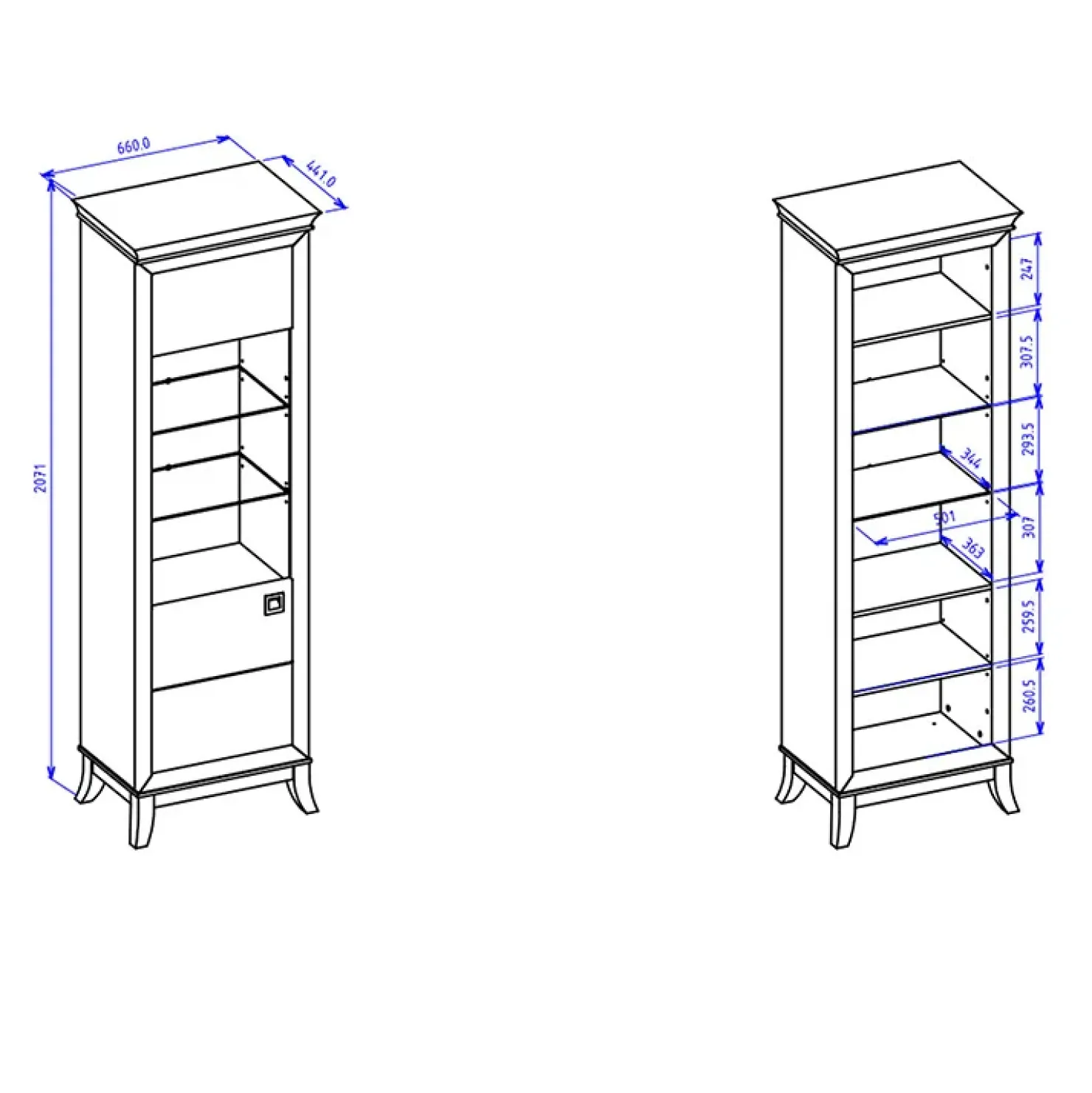 Garnero Arredamenti Vetrinetta 66x207h cm 1 anta soggiorno antracite lucido rovere scuro Umag Antracite - Wengè Online