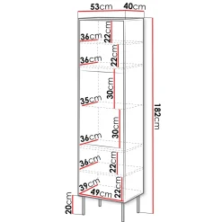 Garnero Arredamenti Vetrinetta 53x182h cm 1 anta soggiorno noce nero Wild Noce - Nero opaco