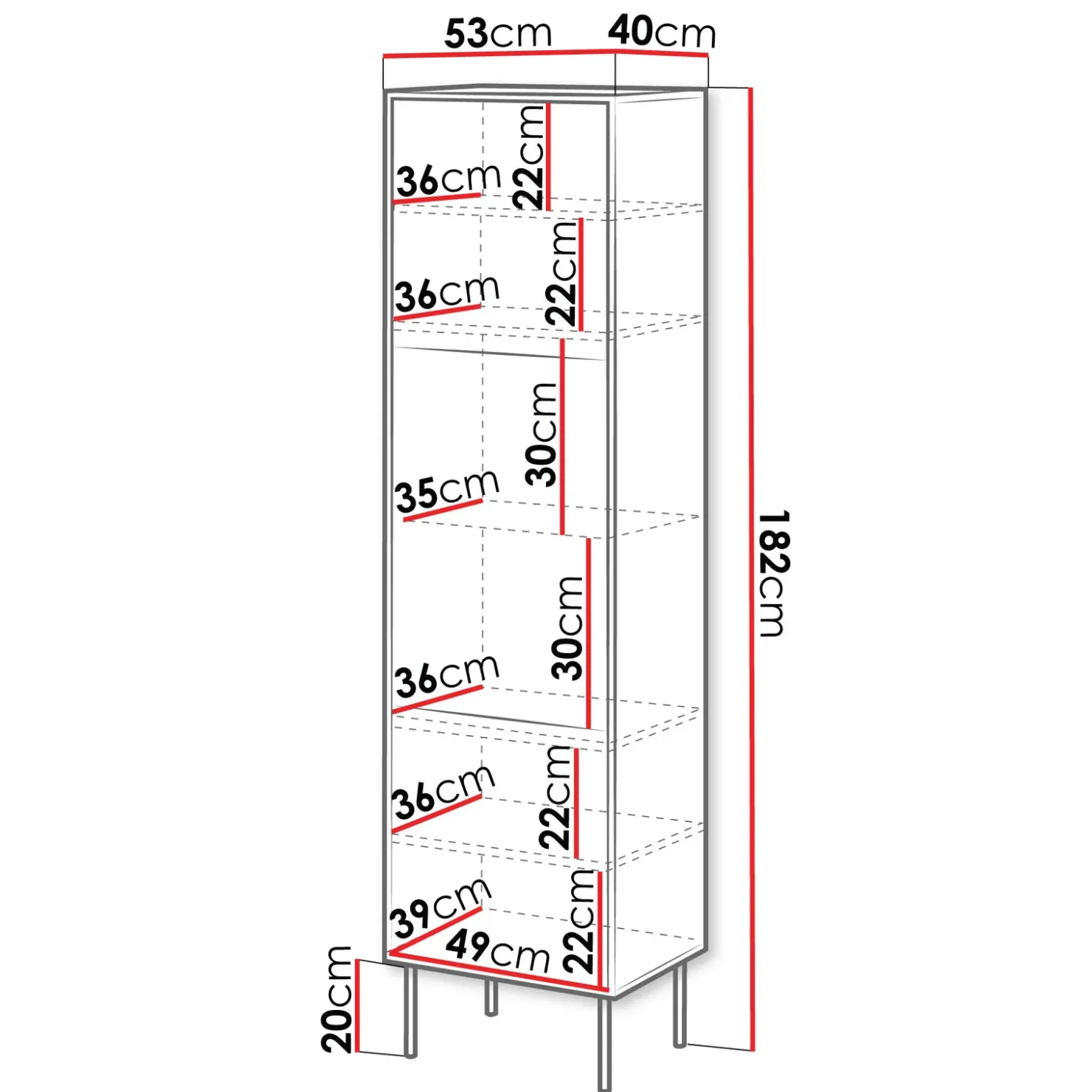 Garnero Arredamenti Vetrinetta 53x182h cm 1 anta soggiorno noce nero Wild Noce - Nero opaco
