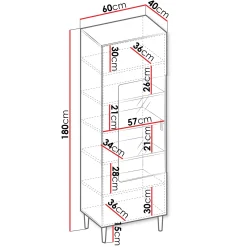 Garnero Arredamenti Vetrinetta 60x180h cm 1 anta soggiorno moderna bianco Flippo Bianco Opaco Sale