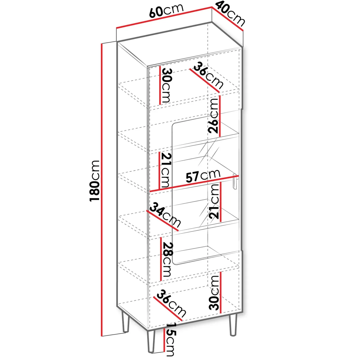 Garnero Arredamenti Vetrinetta 60x180h cm 1 anta soggiorno moderna bianco Flippo Bianco Opaco Sale