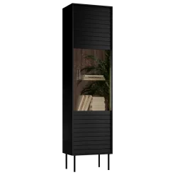 Garnero Arredamenti Vetrinetta 53x182h cm 1 anta soggiorno nero Wild Nero Opaco