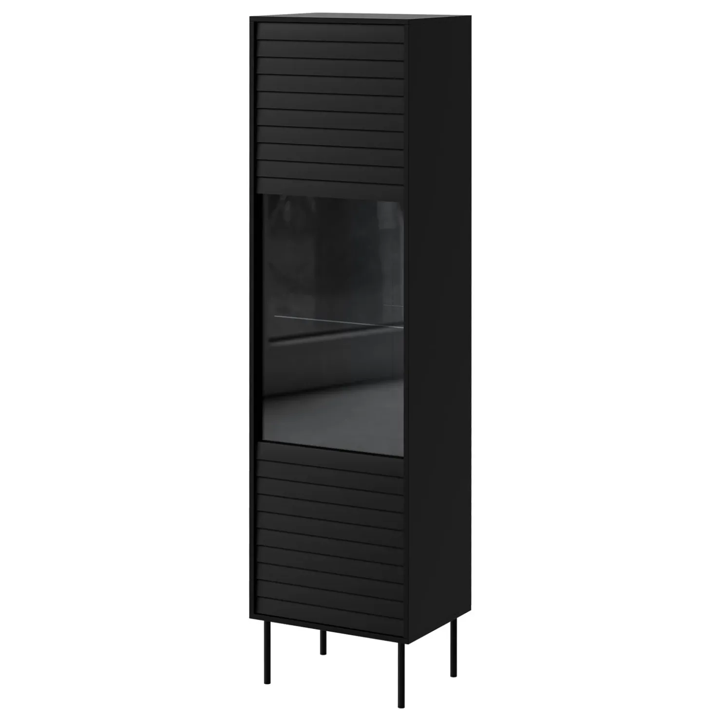Garnero Arredamenti Vetrinetta 53x182h cm 1 anta soggiorno nero Wild Nero Opaco
