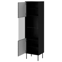Garnero Arredamenti Vetrinetta 53x182h cm 1 anta soggiorno nero Wild Nero Opaco