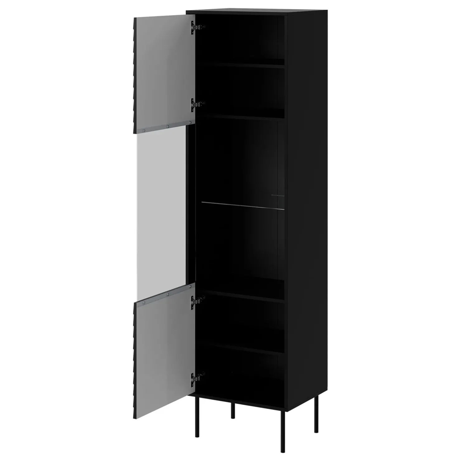 Garnero Arredamenti Vetrinetta 53x182h cm 1 anta soggiorno nero Wild Nero Opaco