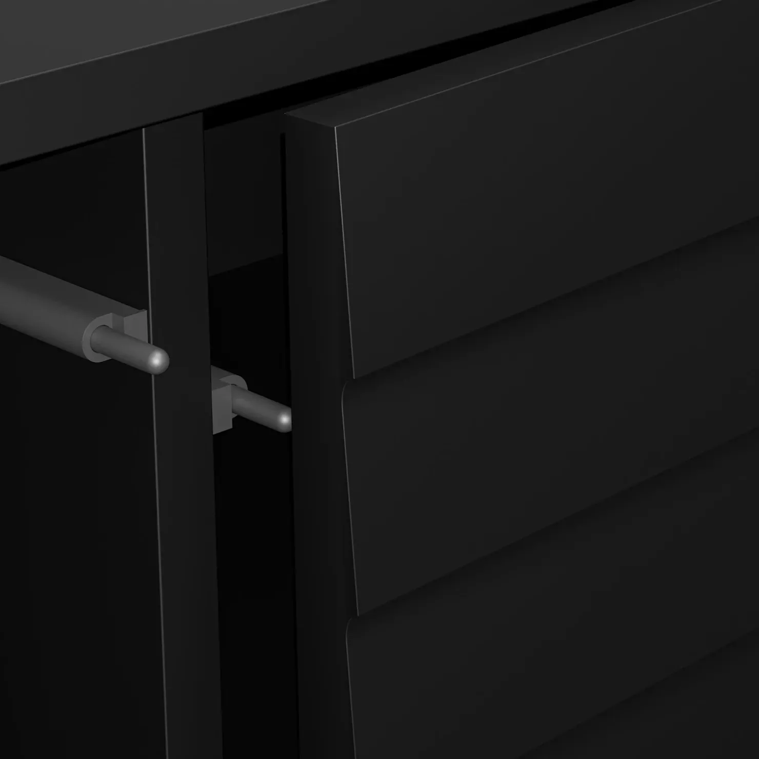 Garnero Arredamenti Vetrinetta 53x182h cm 1 anta soggiorno nero Wild Nero Opaco