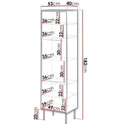 Garnero Arredamenti Vetrinetta 53x182h cm 1 anta soggiorno nero Wild Nero Opaco
