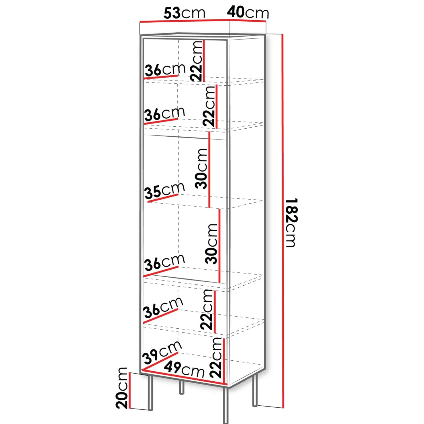 Garnero Arredamenti Vetrinetta 53x182h cm 1 anta soggiorno nero Wild Nero Opaco